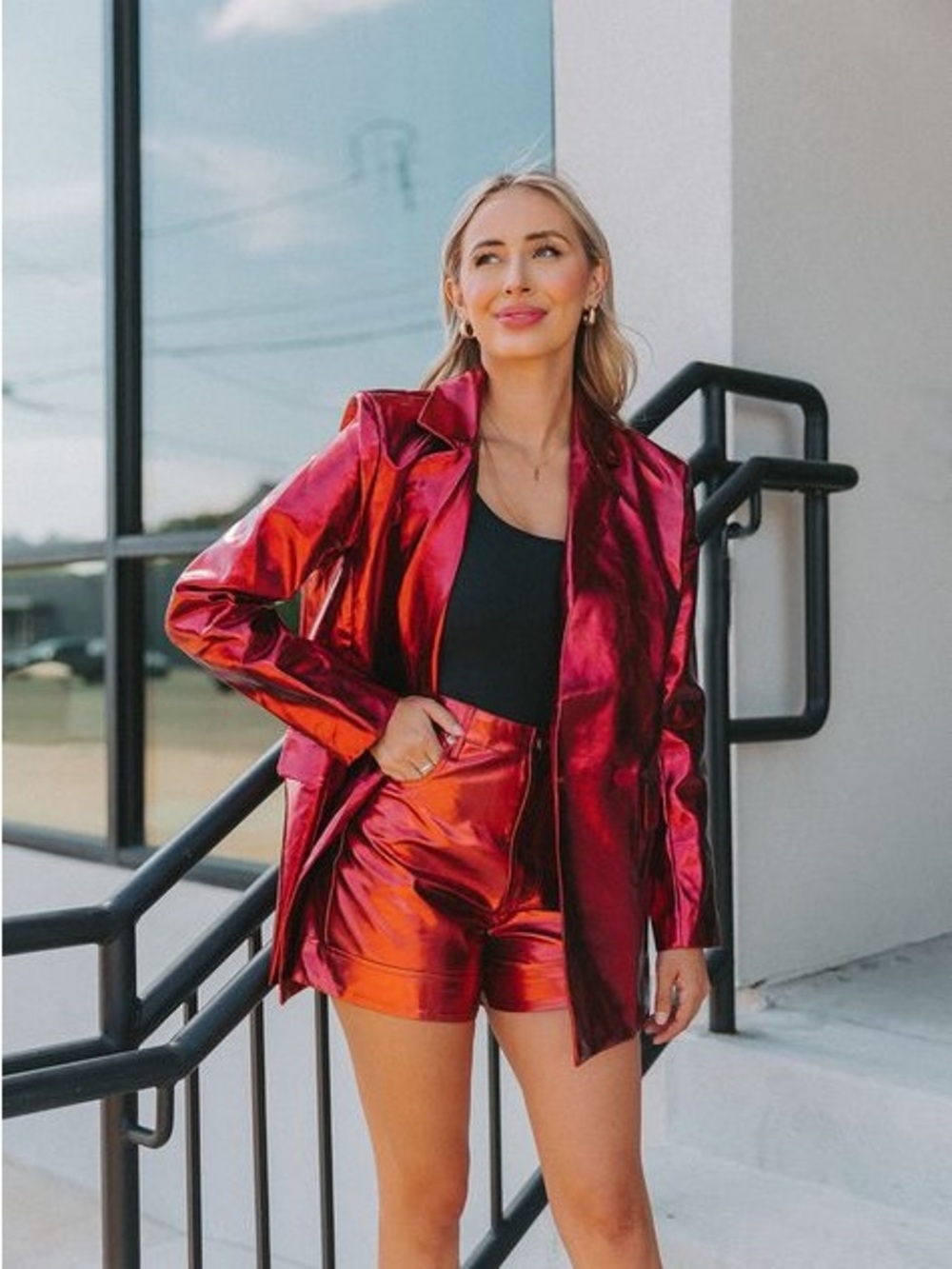 Buddy Love Metallic Red Blazer & Shorts Set